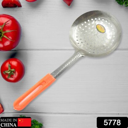 Colander Spoon, Non Slip Hand Polished Thickened Hot Pot Spoon for Kitchen for Restaurant, Stainless Steel Cooking Colander Skimmer Slotted Spoon Kitchen Strainer Ladle with Long Handle for Kitchen Cooking Baking (35 Cm & 34Cm) - Image 3