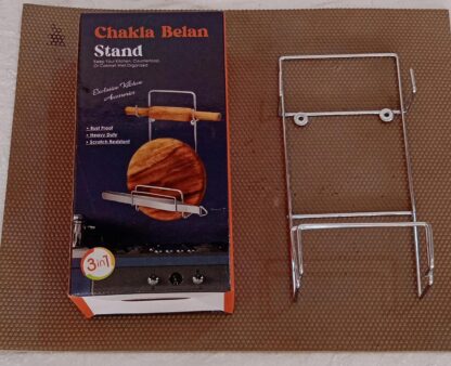 5552 Chakla Belan Chimta Stand Rolling Pin Board Tong Holder Silver Stainless Steel Multi-Purpose Rack for Kitchen (1 Pc ) - Image 6