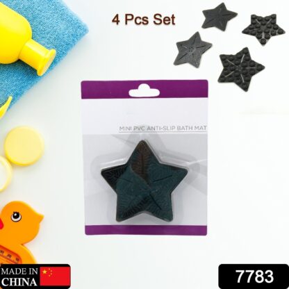 Mini  Pvc Anti-Slip Bat Mat Non Slip Baby Bath Mats, Mini Child Safety Anti Slip Shower Mats Star,& Leaf Shaped for Kids (4 pc Set) - Image 2