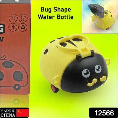 12566 Cute Plastic Bug Shape Water Bottle with adjustable shoulder strap, 4 wheel &  Straw, portable drinking cup Water Bottle For Kids | Water Bottle | Return Gift For Kids | Water Bottle With Straw | School Kinds Water Bottle (1 Pc) - Image 2