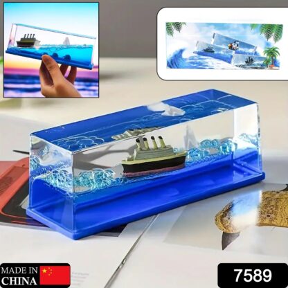 Car Interior Dashboard Decoration Floating Water Cruiser Ship Iceberg Ornament Car Interior Decoration for Birthday Gifts, Home Decor Suitable for Home Show Car Decoration, Gifts, Desk or Paperweight - Image 2