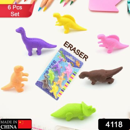 4118 Dinosaur Shaped Erasers Animal Erasers for Kids, Dinosaur Erasers Puzzle 3D Eraser, Mini Eraser Dinosaur Toys, Desk Pets for Students Classroom Prizes Class Rewards Party Favors (6 Pcs Set ) - Image 2