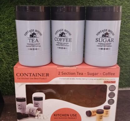 5736 Accurate Seal Tea Sugar Coffee Container - 3 Pcs Plastic Damru Shaped Tea, Coffee, Sugar Canisters Jar, New Airtight Food Seal Containers for Salt, Dry Fruit, Grocery Multicolor (3 Pcs Set) - Image 10