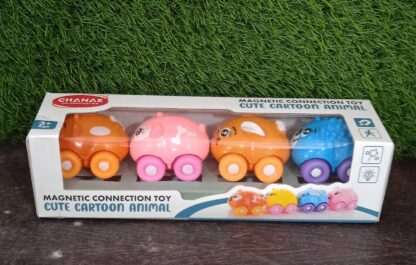 17749 Magnetic Connection Toy, Cute Cartoon Animal, Colorful Magnetic Mini Cartoon Animal Car Intelligence Kids Toy Home Decor, Train Set (4 Pc Set) - Image 8