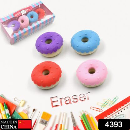 Cone /Donut/ Lolipop/ Ice cream /Eraser for Girls & Boys /Eraser for School B'Day Return Gift Party Doughnut Lollipop Ice Cream Theme Shape Erasers Pencils Set for Kids Educational Stationary kit, School Supplies (1 Set 4 Pc) - Image 3