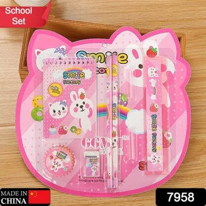 7958 8 in1 Mix Stationery Gift Set for Kids, Stationary Set Including Pencil Ruler Rubber Pencil Sharpener, Pencil Cover, School, Office Product Gift - Image 2