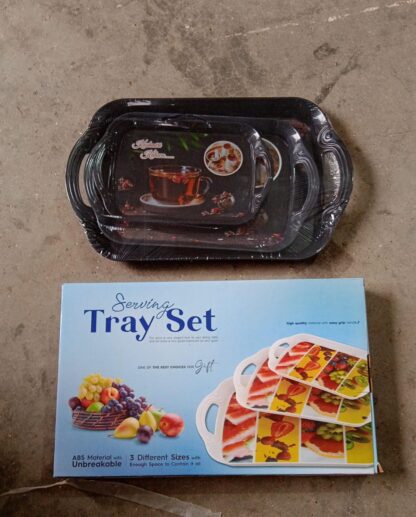 Serving Tray Set  (Pack of 3 Pcs) (Small, Medium, Large) (Multicolour) - Image 13