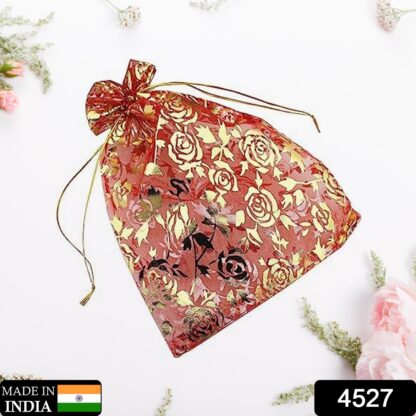 4527  Net Fabric Drawstring Pouch for Dry Fruits Packing, Organza Shagun Potli Baba, Wedding Party Favor Gift Bags - Image 2