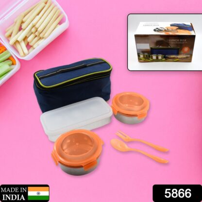 AIRTIGHT & LEAK PROOF STAINLESS STEEL CONTAINER MULTI COMPARTMENT LUNCH BOX CARRY TO ALL TYPE LUNCH IN LUNCH BOX & PREMIUM QUALITY LUNCH BOX IDEAL FOR OFFICE , SCHOOL KIDS & TRAVELLING IDEAL (3 Different Lunch Box) - Image 2