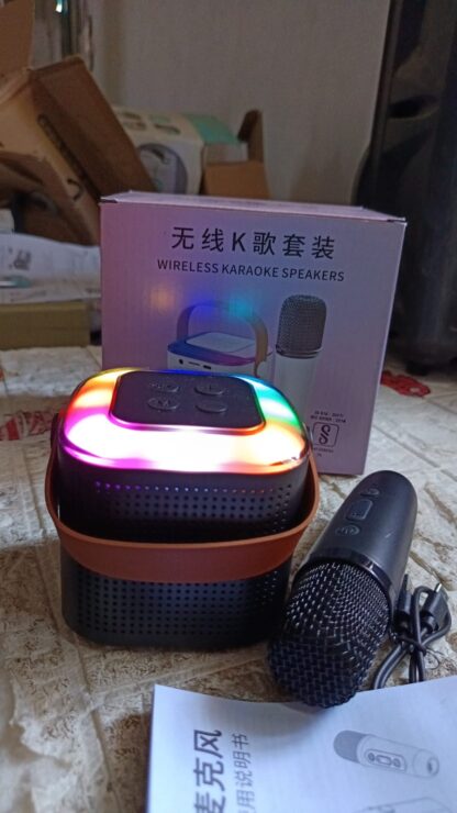 Wireless Speaker Microphone Set, RGB Light Support Memory Card PortableKaraoke Machine Perfect  for Travel TV - Image 8