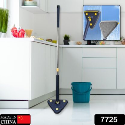 7725 Rotatable Adjustable Triangle Cleaning Mop Triangle Mop with Stainless Steel Long Handle Push-Pull Squeezing Cleaning Mop Dry & Wet Mop for Floor Windows (1 Pc) - Image 2