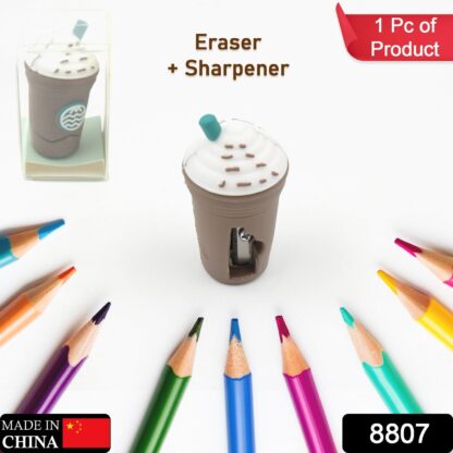 2In1 3D Cute Coffee Or Ice cream Shape sharpner Like Rotary Manual Pencil Sharpener for Kids  Ice Cream Style Office School Supplies, Back to School Gift for Students,Kids Educational Stationary kit, B'Day Return Gift (1 Pc) - Image 2