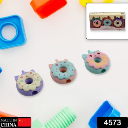 4573 Tree Small Sized Cartoon Themed Non-Toxic Donut Erasers, School Stationery | for Kids - Boys & Girls | Birthday Gift |Return Gift (3pc Set) - Image 2