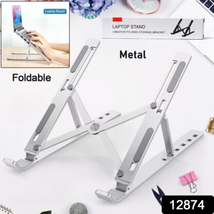 12874 Laptop Stand for Desk | Metal Portable Laptop Stand, with 7 Adjustable Angles | Laptop Riser, Phone, and Tablet Stand | Compatible for All Laptop - Image 2