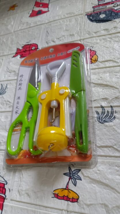 9142 Multifunction Kitchen Tools Stainless Steel and Plastic Kitchen Knife and Scissor Ideal Accessory Set for Kitchen - Image 9