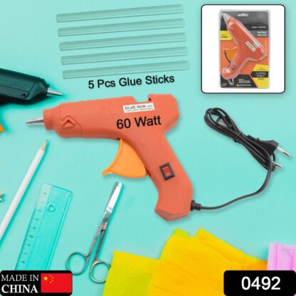 Professional 60 Watt Hot Melt Glue Gun with 5 Glue Sticks & On/Off Switch - Image 2