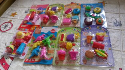 4392 Mix Design 1Set Fancy & Stylish Colorful Erasers for Children Different Designs & Mix, Eraser Set for Return Gift, Birthday Party, School Prize (1Set) - Image 7