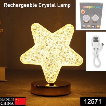 12571 Star Shape Crystal Diamond Lamp Cordless Luxury Lamp with USB Rechargeable, 3-Way Dimmable & Touch Control Decorative Nightstand Lamp for Bedroom, Living Room, Party, Restaurant Decor (1 Pc ) - Image 2