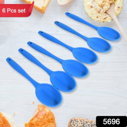 Multipurpose Silicone Spoon, Silicone Basting Spoon Non-Stick Kitchen Utensils Household Gadgets Heat-Resistant Non Stick Spoons Kitchen Cookware Items For Cooking and Baking (6 Pcs Set) - Image 2