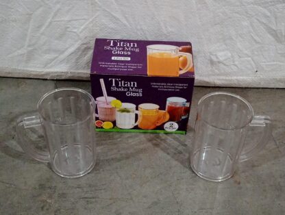 Stylish Juice Glass With Handle, Water Glass, Beer Glass, Milk Shake Glass, Multipurpose Glass Plastic Beer Mug, Unbreakable Beer Tasting Glasses, Clear Juice Glasses Suitable for Kids (2 pc) - Image 7