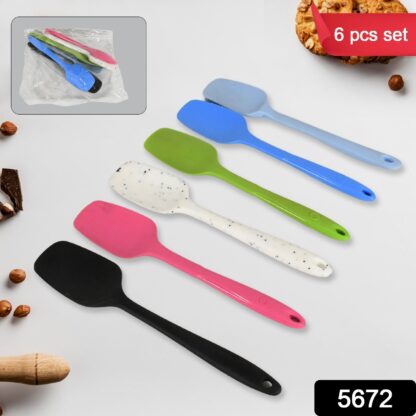 Multipurpose Silicone Spoon, Silicone Basting Spoon Non-Stick Kitchen Utensils Household Gadgets Heat-Resistant Non Stick Spoons Kitchen Cookware Items For Cooking and Baking (6 Pcs Set) - Image 2