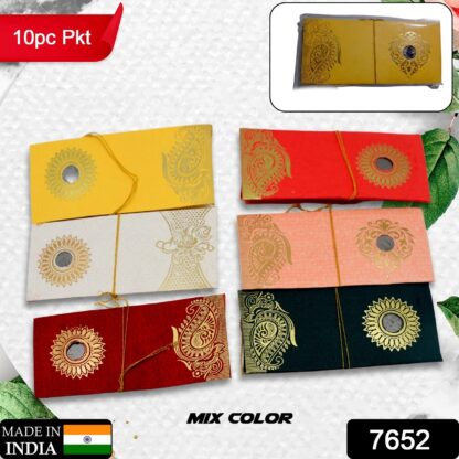 7652 Wedding Gift Envelopes pack of 10 pcs with Coin Money Cash Gift Cover Shagun Birthday Marriage, Baby Shower, Anniversary, Money Envelope Lifafa Envelope Multicolor Premium Envelope (10 Pcs Set) - Image 2