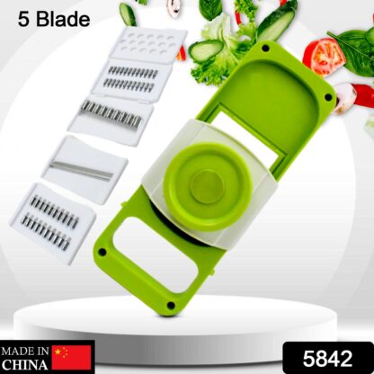 Slicer for Kitchen 5 in 1 Foldable Vegetable Slicer Blade Potato Cutter, Veggie Slicer, Onion Slicer, Julienne Grater with Protective Guards, Stainless Steel Blade - Image 2