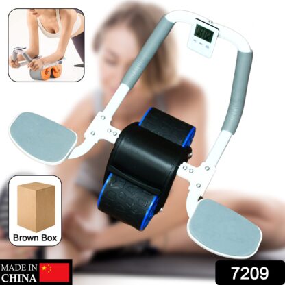 7209 Abdominal Roller Wheel, Automatic Rebound Sponge Handle, Double Wheel Abdominal Roller, Non-Slip Timer Function with Elbow Support for Exercises for Body Fitness Strength Training Home Gym - Image 2