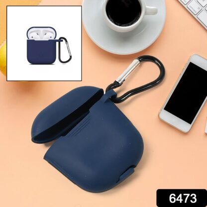 6473 Silicone Shockproof Protection Wireless Headphones Carrying Box Cover with Metal Keychain - Image 2