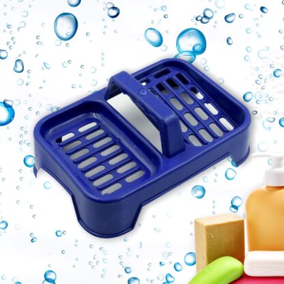 2in1 Plastic Soap Case / Soap Dish / Soap Stand, 2 Section Plastic Soap Case Soap Holder Soap Dish For Bathroom Kitchen Sink (1 Pc / Multicolor ) - Image 3