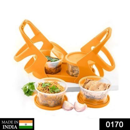 Lunch Box (200 ml each Container) with Attractive Stand - 4 pcs - Image 2