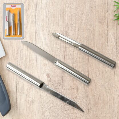 Stainless Steel Multipurpose Sharp Cutting Knife with Non-Slip Handle for Fruit, Meat and Vegetable Chopping (Pack Of 3)