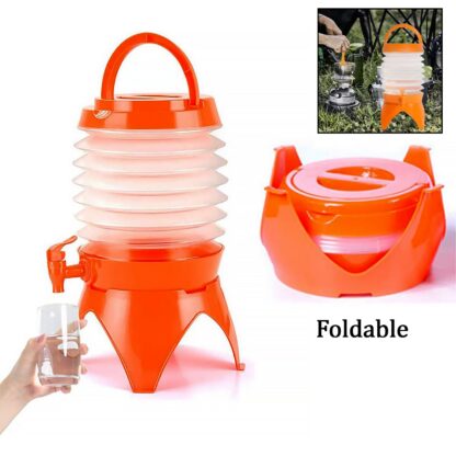 Plastic Collapsible Beverages Container with Tap Cold Drink Dispenser Folding Water Storage Water Jug Tank for Home and Outdoor Party Traveling Picnic (3.5 Litter/ Multicolor)