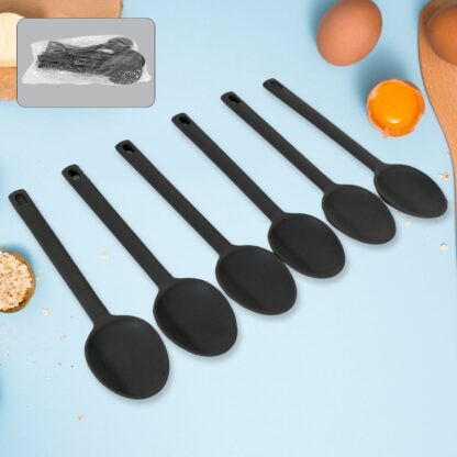 Multipurpose Silicone Spoon, Silicone Basting Spoon Non-Stick Kitchen Utensils Household Gadgets Heat-Resistant Non Stick Spoons Kitchen Cookware Items For Cooking and Baking (6 Pcs Set)