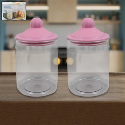 Transparent Kitchen Plastic Container/ Jar Set (2 Pcs Set / 1100 ML Approx) - Image 7