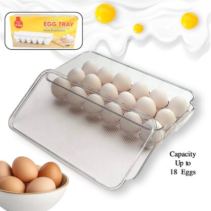 Plastic 18 Cavity Egg Storage Box Or Egg Trays For Refrigerator With Lid & Handles High Quality, Rectangular Egg Tray Box For 18 Egg (1 Pc) - Image 8