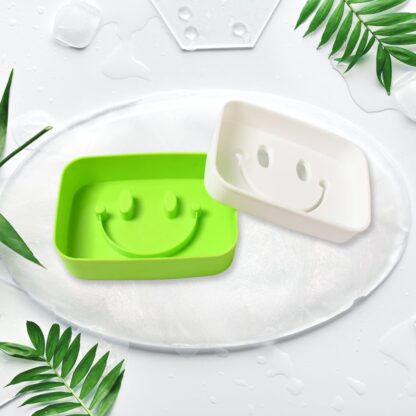 Portable Travel Home Box Cute Cartoons Smile Face Container Draining Holder Soap Dish - Image 3