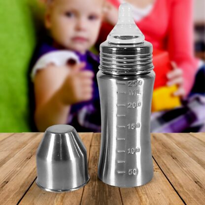 Ganesh Stainless Steel Baby Feeding Bottle, Milk Bottle for New Born / Infants / Toddler Up to 3 Years, BFA Free (250 ML Approx) - Image 3