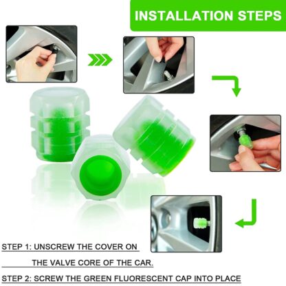 Tyre Valve Caps Luminous Glow Car Tire Air Stem Valve Cap Covers vaal cap ( 4 Pcs Mix Colour) - Image 5