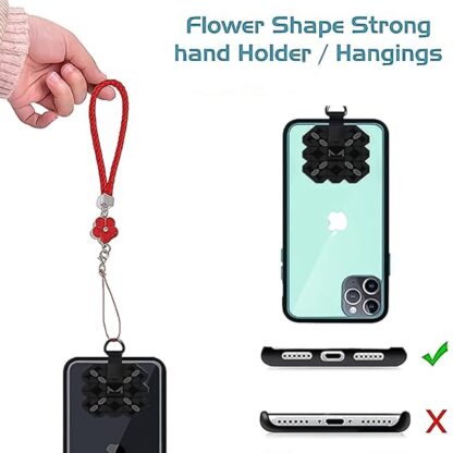 Flower Shape metal alloy pendant Nylon Braided leather hand strap lanyard phone (1 Pc / Multicolor) - Image 3