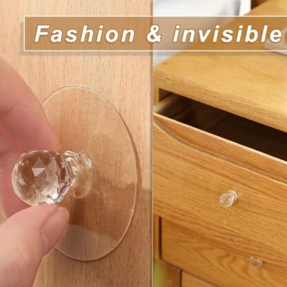 Clear Cabinet Drawer Knobs / Hook, Diamond Crystal Shaped Pulls Handles for Wardrobe, Kitchen, Cupboard, Bathroom Dresser, Furniture Door Window (1 Pc) - Image 5