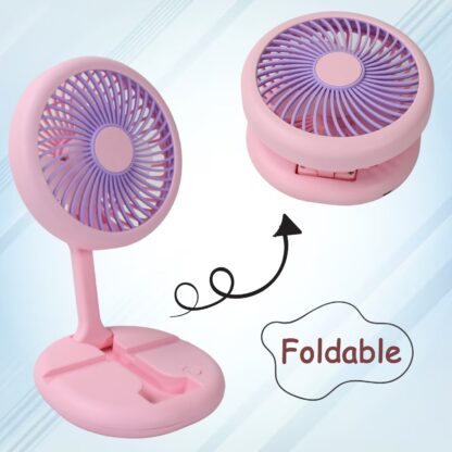 USB Rechargeable Portable Fan With LED Light Heavy Duty & Foldable Fan With Charging Port Home, Outdoor, Temple - Image 3