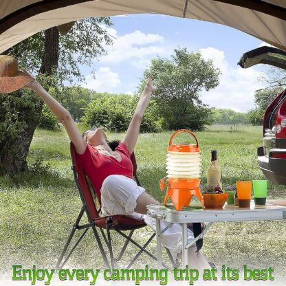 Plastic Collapsible Beverages Container with Tap Cold Drink Dispenser Folding Water Storage Water Jug Tank for Home and Outdoor Party Traveling Picnic (3.5 Litter/ Multicolor) - Image 3