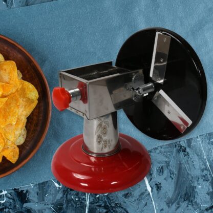 Stainless Steel Chips Maker and Vegetable Slicer for Kitchen Potato Slicer Graters and Chippers. Chips Maker is Suitable for Vegetable Cuttings. Chips Maker Consist Hard Coated Iron Wheel and Stand. - Image 3