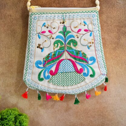 Handcrafted Cotton Embroidered Shoulder Bag / Purse for Girls & women (1 Pc / 9 Inch / Mix Desing) - Image 4