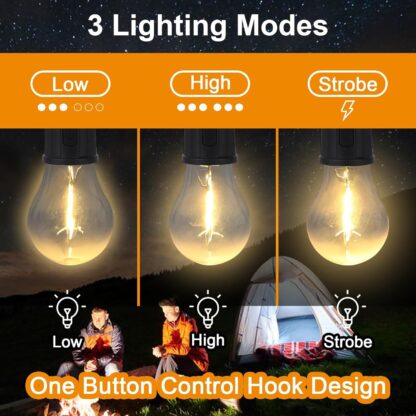 Rechargeable Camping Lights for Tents LED Camping Tent Lantern 3 Lighting Modes Tent Lamp Portable Emergency Camping Lights with Clip Hook for Camping Hiking Fishing, Backpacking (1 Pc) - Image 6