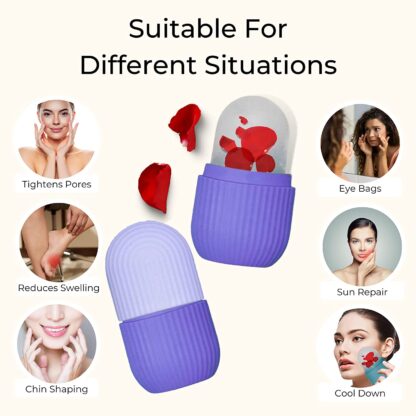 BEAUTY ICE ROLLER FOR FACE MASSAGER & EYE REUSABLE FACE ROLLERS FACIAL ROLLER ( Purple Color) - Image 12