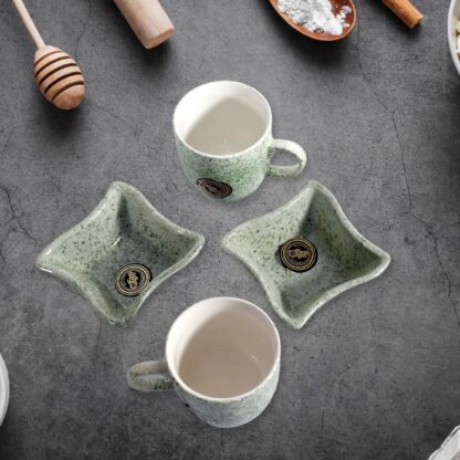 Ceramic Tea / cups / Mug Set Including Snacks / Serving Bowl Milk Cup, Coffee Cup, Tea Cup, Breakfast Cup, Drinking Mug or Outdoor for Household, Gift for Birthday, Wedding Party (4 Pcs set) - Image 3