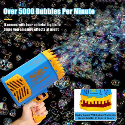 69 Holes Big Rechargeable Powerful Machine Bubble Gun Toys for Kids Adults, Bubble Makers, Big Rocket Boom Bubble Blower Best Gifts - Image 3