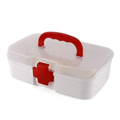 3 Compartment Medical Box, 1 Piece, Indoor Outdoor Medical Utility, Medicine Storage Box, Detachable Tray Medical Box Multi Purpose Regular Medicine, First Aid Box with Handle, Transparent Lid & Color Box  - Image 4